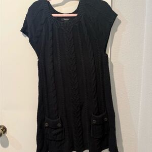 Style & Co Black Knit Short Sleeve Sweater Dress